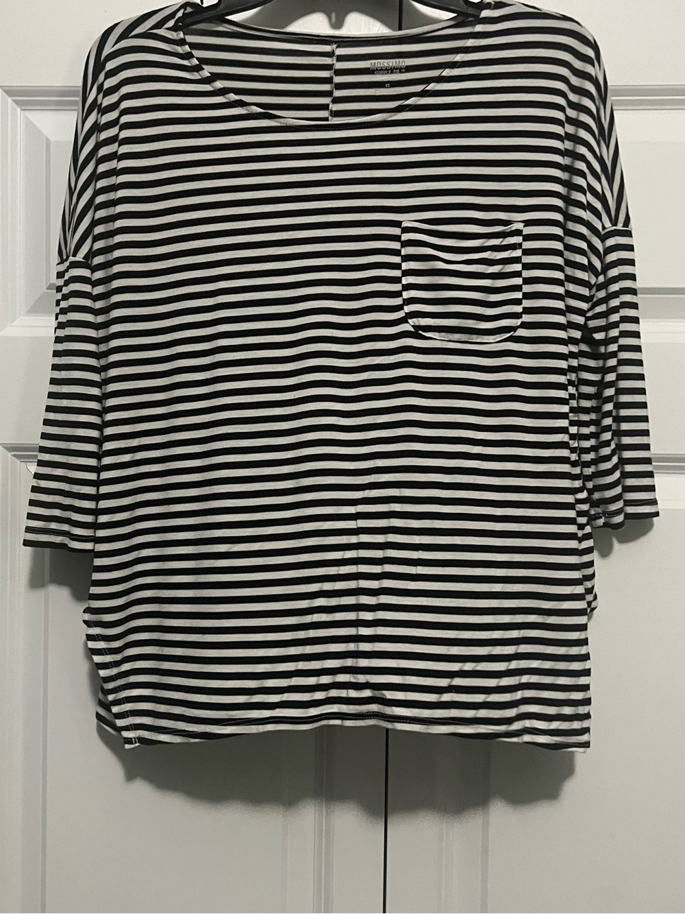 Mossimo Supply Co. Vintage y2k Oversized Black & White Striped 3/4 Sleeve Top